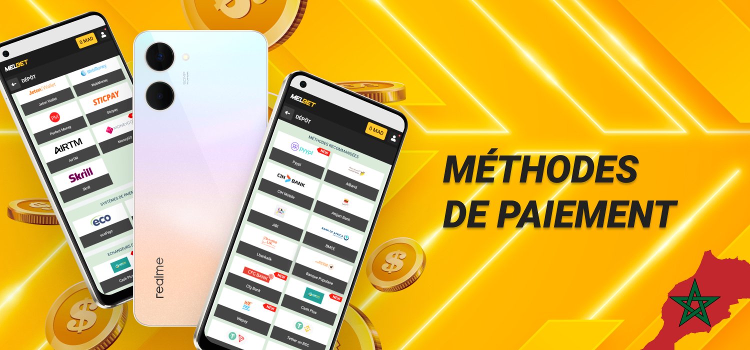 méthodes de paiement dans l'application mobile