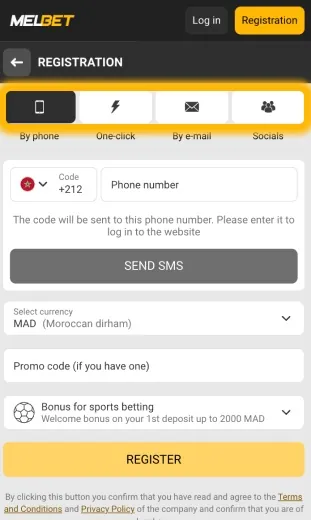 app choose a registration method