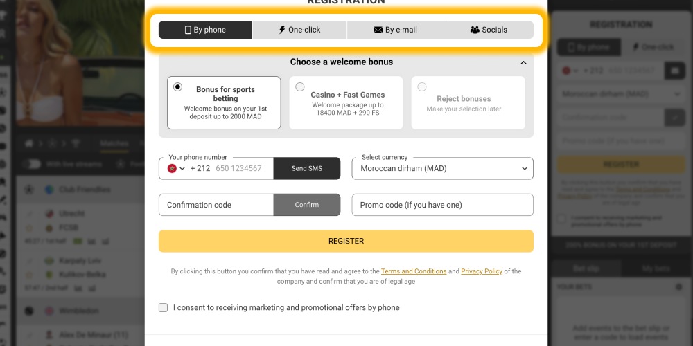 choose a registration method
