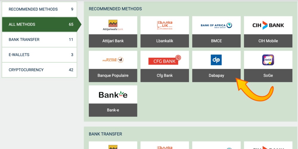 choose a withdrawal method