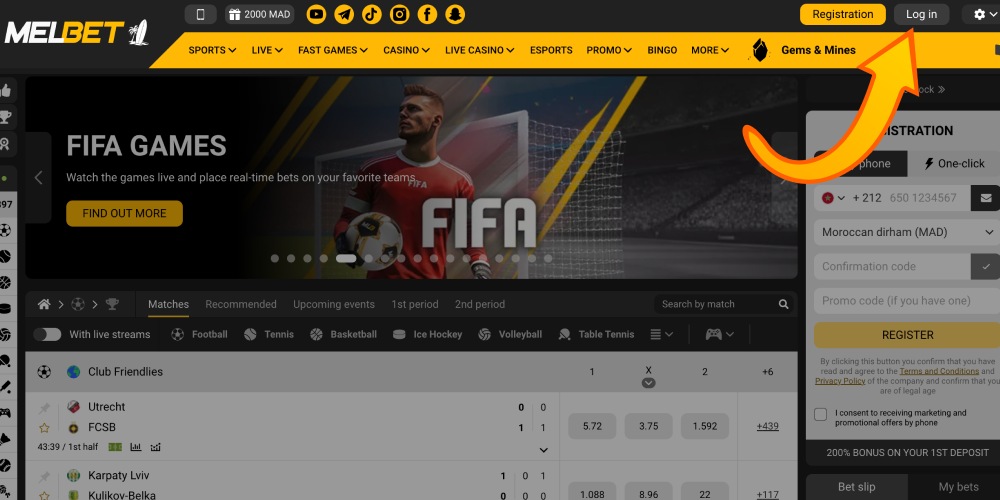 click on the login button