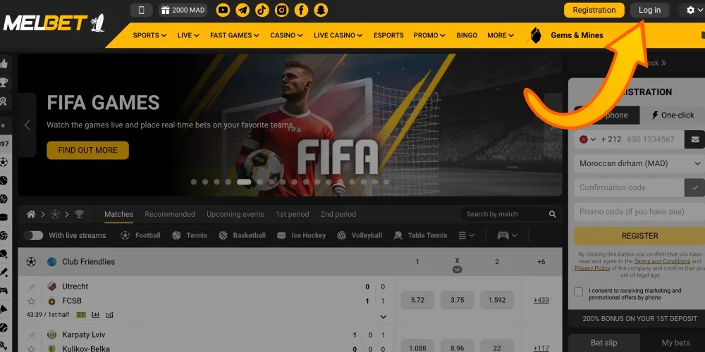click on the login button