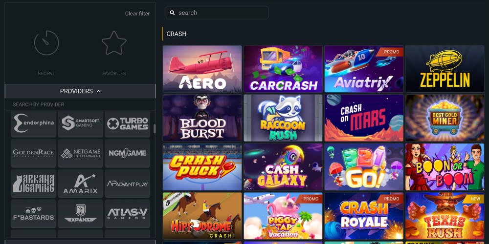 open tab with crash games